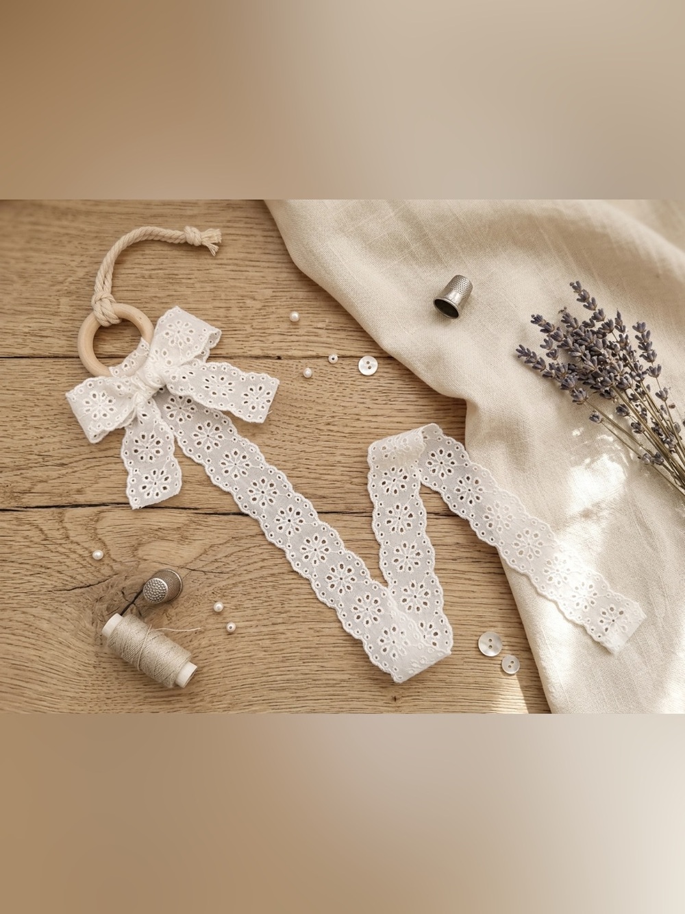 Handmade Lace Hair Bow Holder Vintage Style Eyelet Bow Hanger Organizer